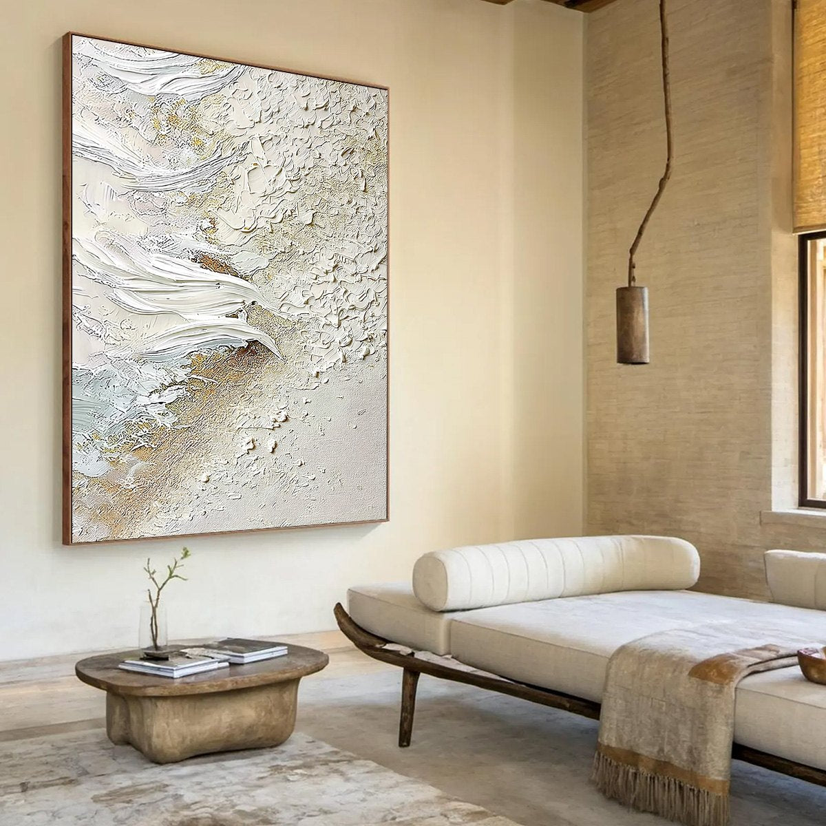WHITEWATER WHISPER: Textured Wabi Sabi Abstract Seascape Painting - Image 8