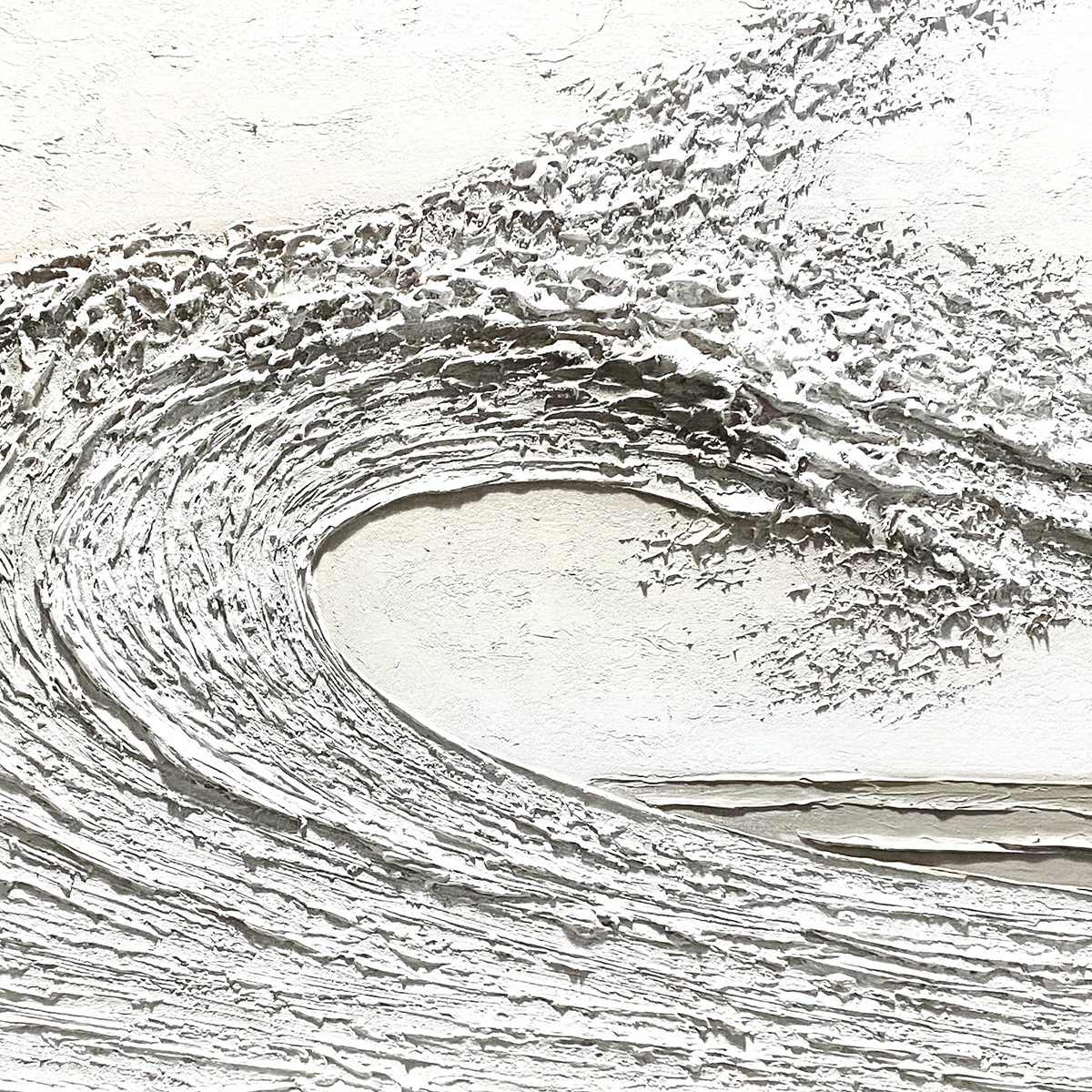WHITE CREST: Textured Minimalist Ocean Wave Painting - Image 6
