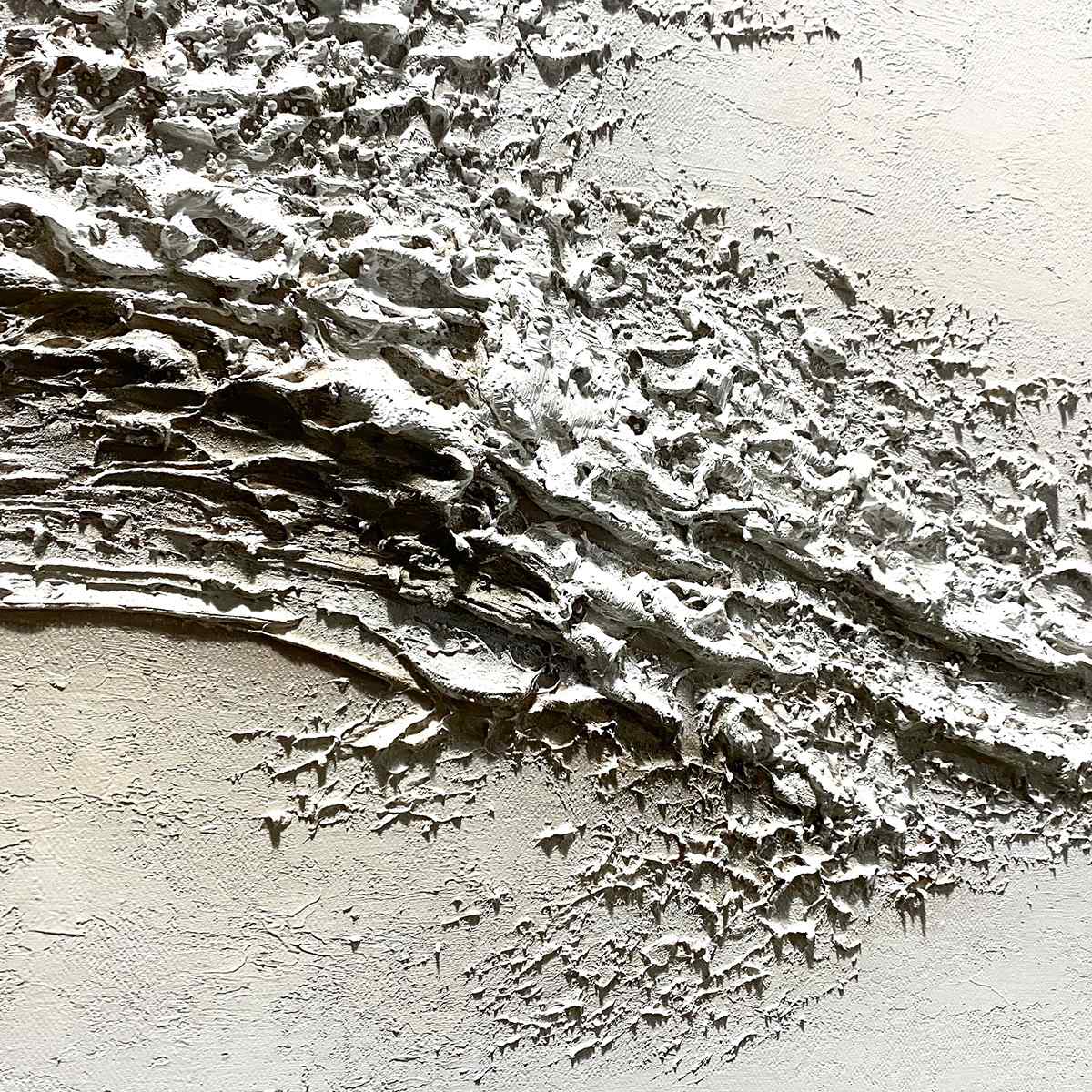 WHITE CREST: Textured Minimalist Ocean Wave Painting - Image 3