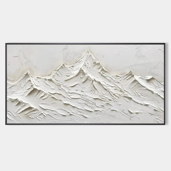 WHITE MOUNTAINS: Textured Minimalist Abstract Mountain Painting in White