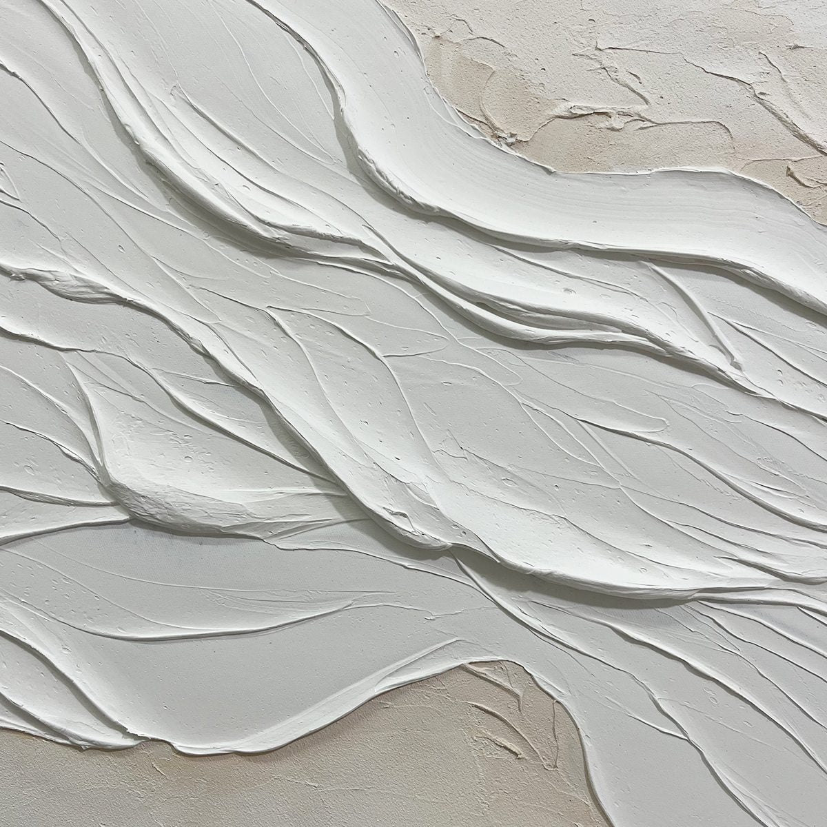 WHITE SANDS: Textured Abstract Oil Painting in White - Image 3