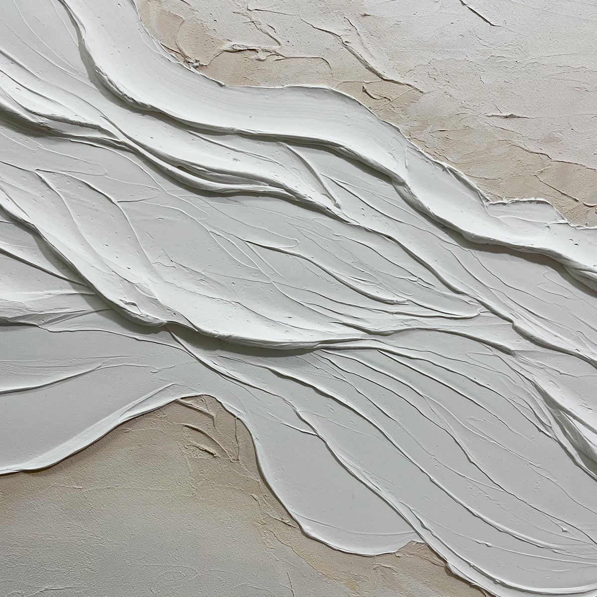 WHITE SANDS: Textured Abstract Oil Painting in White - Image 5