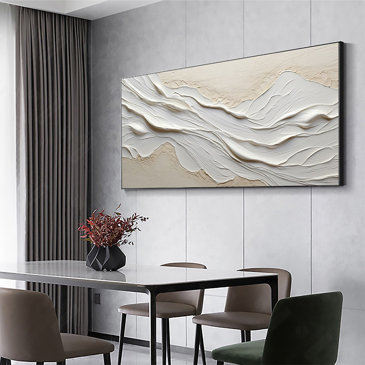 WHITE SANDS: Textured Abstract Oil Painting in White - Image 7