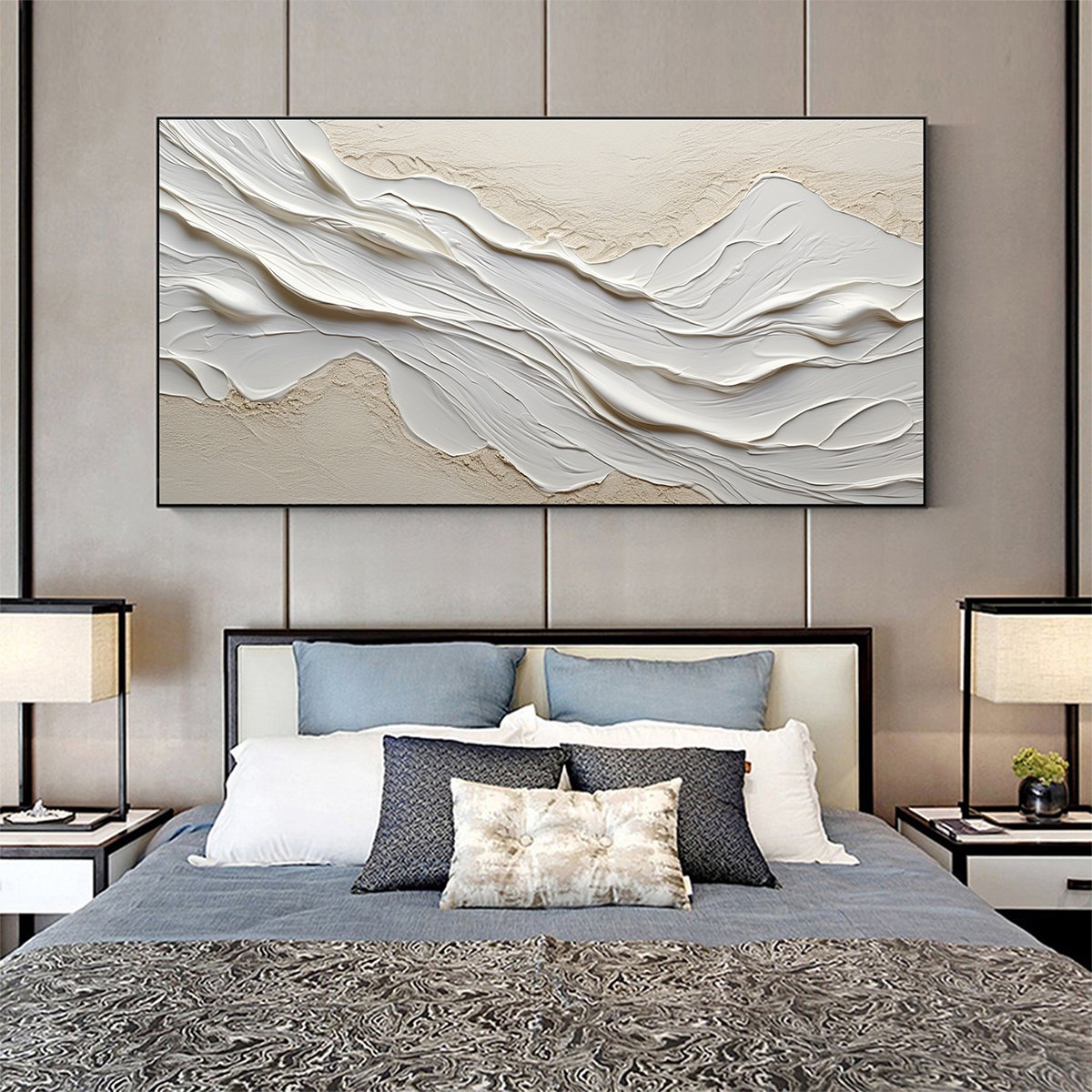 WHITE SANDS: Textured Abstract Oil Painting in White - Image 6