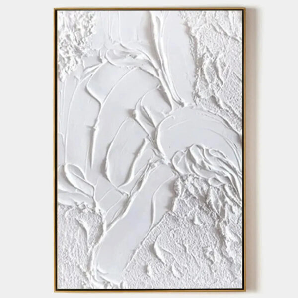 WHITE TEXTURE: Textured Abstract Painting, White Wall Art, Vertical Canvas, Minimalist Decor