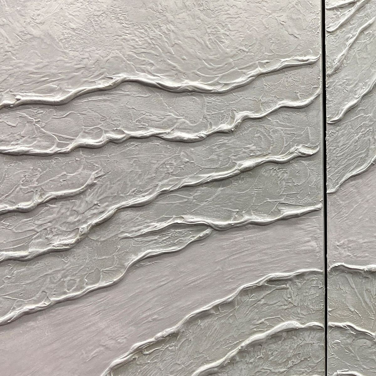 WHITE TEXTURED LINES DIPTYCH: Textured Abstract Painting Set of 2, Vertical Wall Art - Image 6