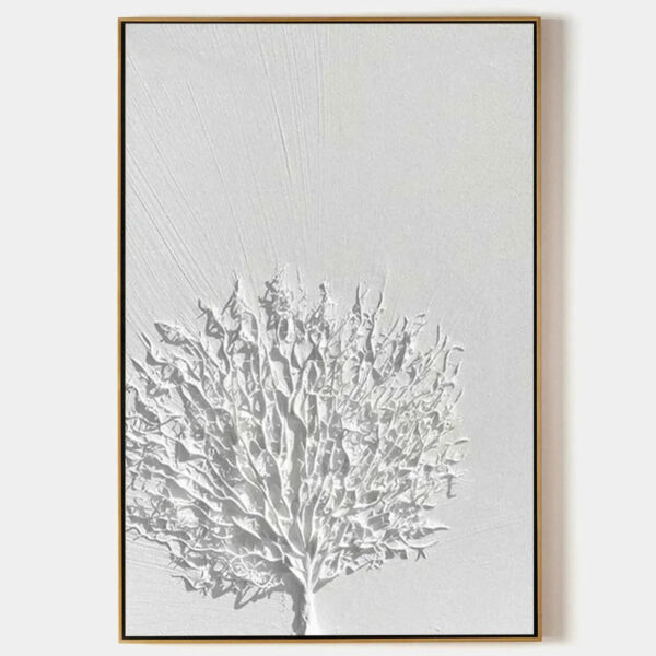 WHITE TEXTURED TREE: Textured Floral Wall Art