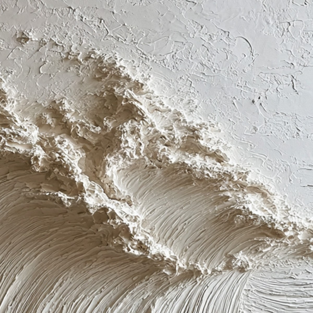 WHITE WAVE: Textured Minimalist 3D Oil Painting - Image 6