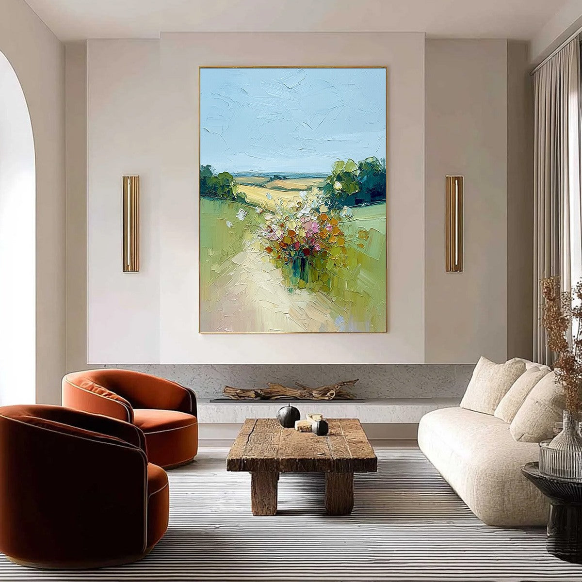 WILDFLOWER PATH: Textured Palette Knife Countryside Landscape Painting - Image 2