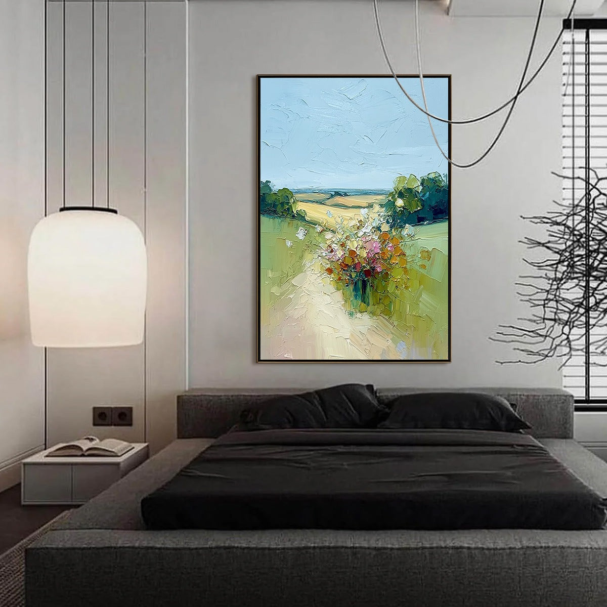 WILDFLOWER PATH: Textured Palette Knife Countryside Landscape Painting - Image 4