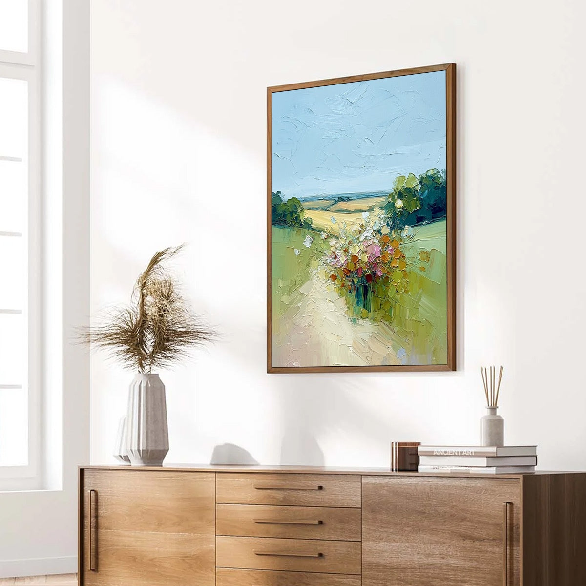 WILDFLOWER PATH: Textured Palette Knife Countryside Landscape Painting - Image 8