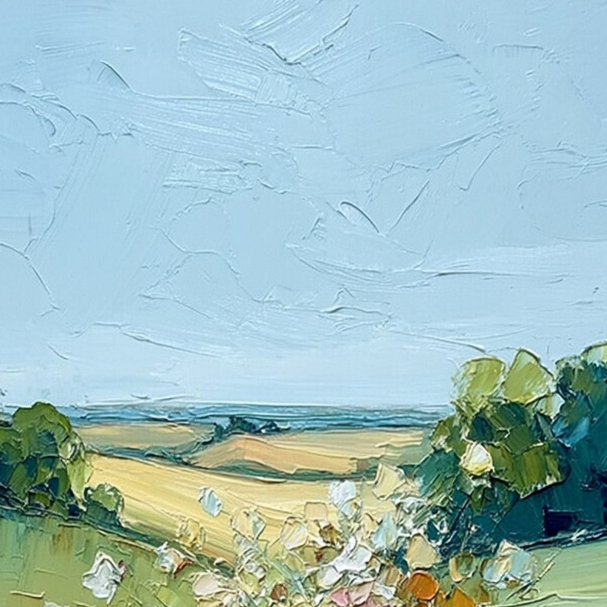 WILDFLOWER PATH: Textured Palette Knife Countryside Landscape Painting - Image 5