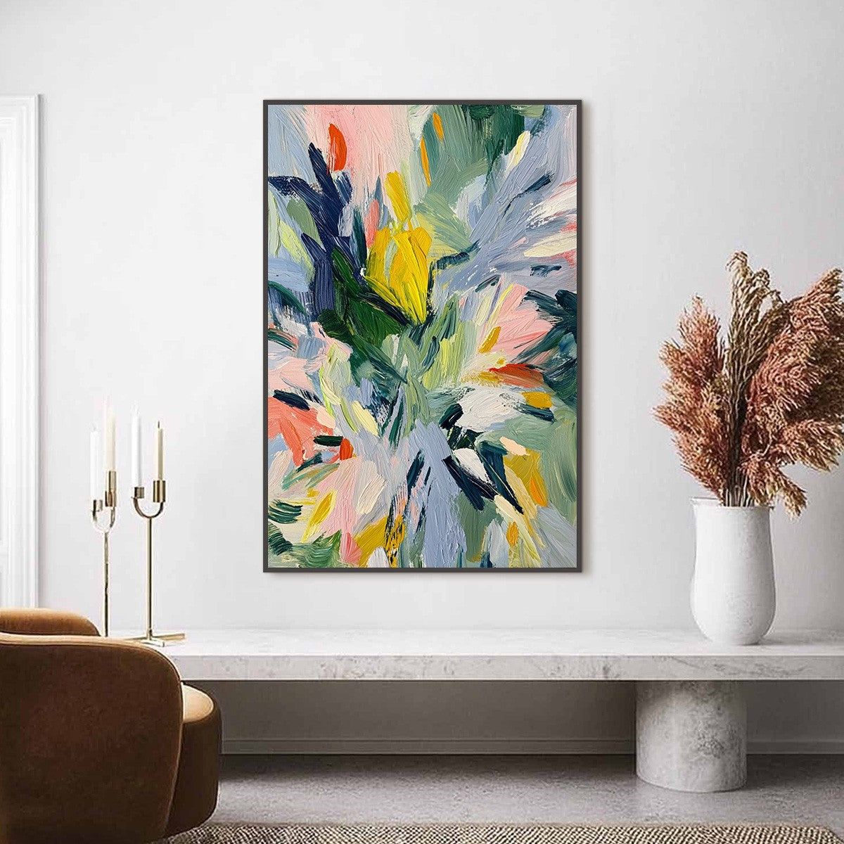 WILDFLOWER SYMPHONY: Colorful Textured Abstract Floral Oil Painting - Image 2
