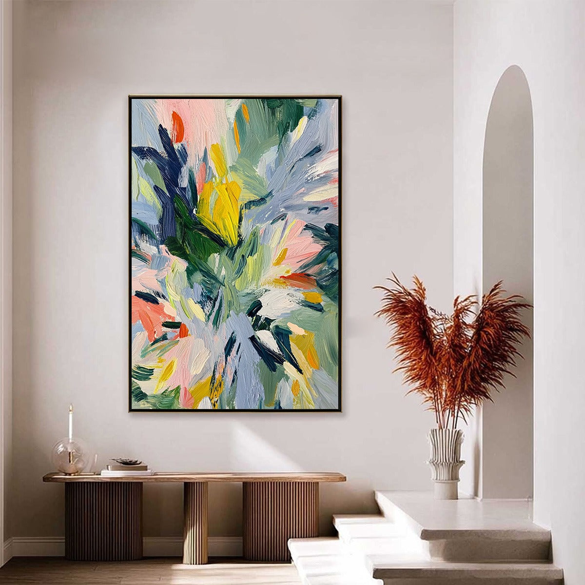 WILDFLOWER SYMPHONY: Colorful Textured Abstract Floral Oil Painting - Image 4
