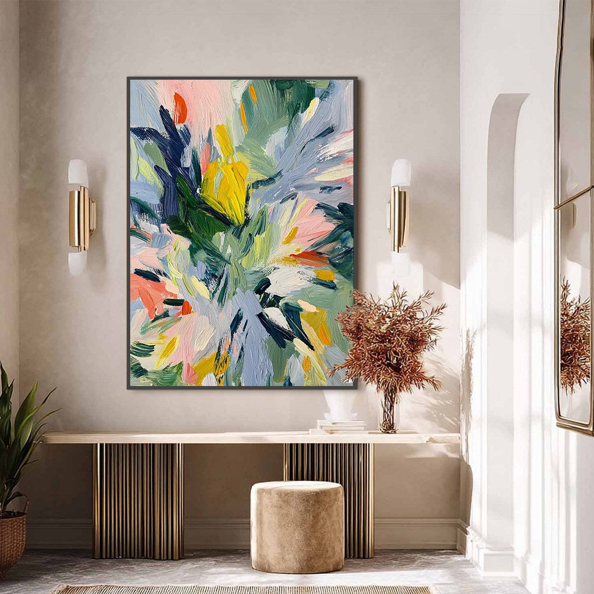 WILDFLOWER SYMPHONY: Colorful Textured Abstract Floral Oil Painting - Image 6