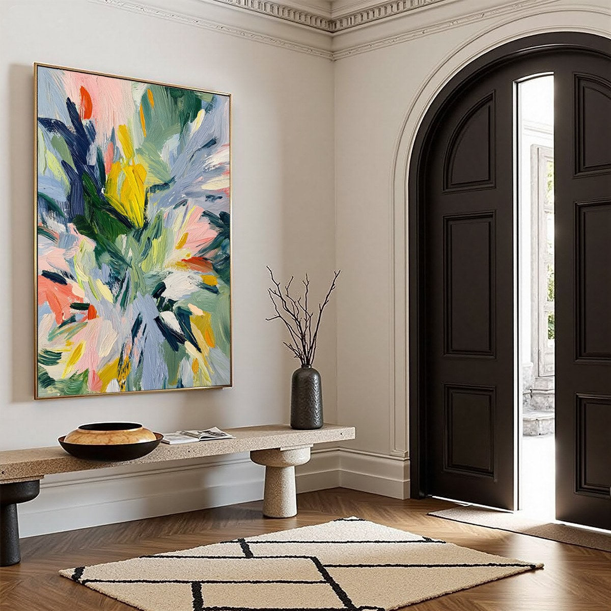 WILDFLOWER SYMPHONY: Colorful Textured Abstract Floral Oil Painting - Image 8