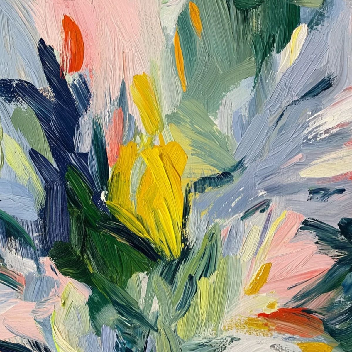 WILDFLOWER SYMPHONY: Colorful Textured Abstract Floral Oil Painting - Image 3