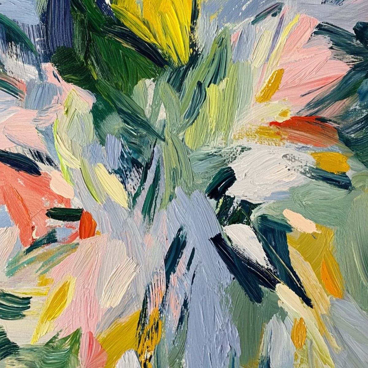 WILDFLOWER SYMPHONY: Colorful Textured Abstract Floral Oil Painting - Image 5