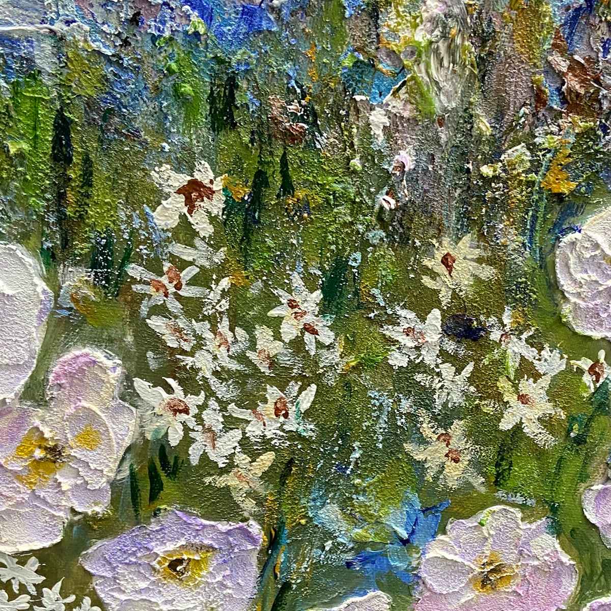 WILDFLOWER FIELD TRIPTYCH: Impressionist Landscape Painting Set of 3 - Image 8