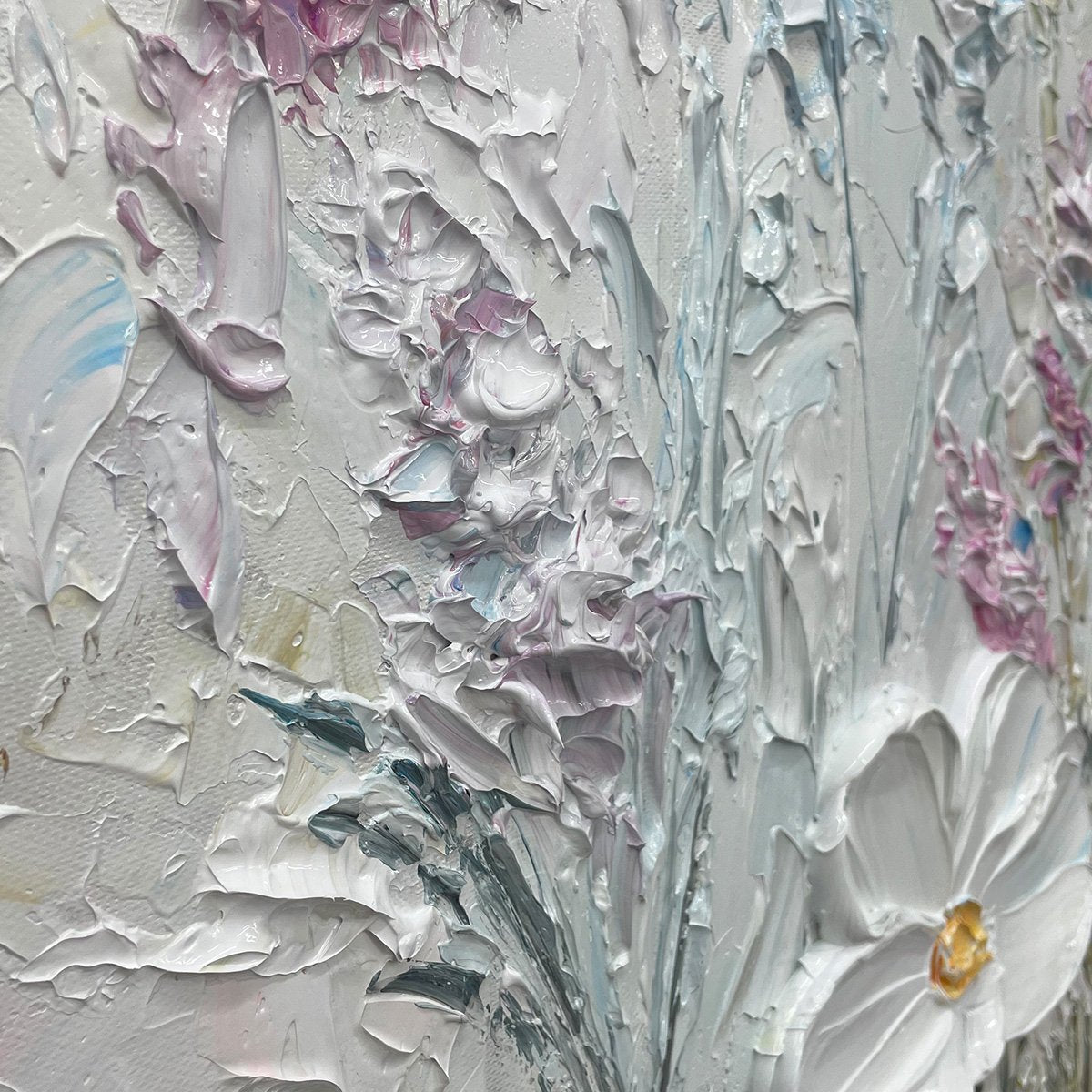 WILDFLOWER SERENADE: Textured Pastel Floral Meadow Painting - Image 5