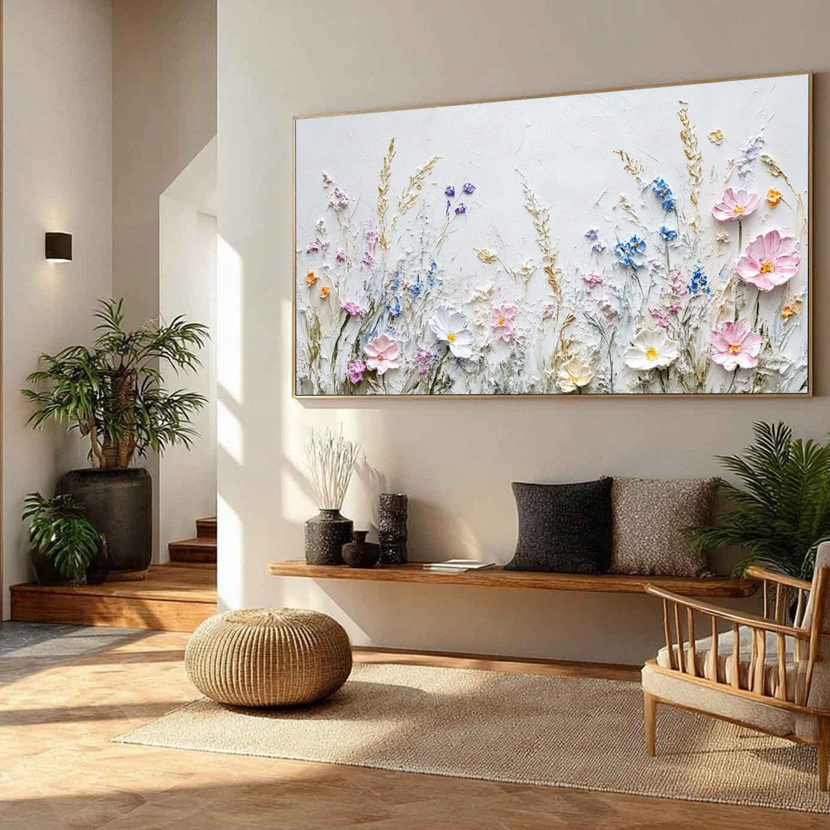 WILDFLOWER SERENADE: Textured Pastel Floral Meadow Painting - Image 8