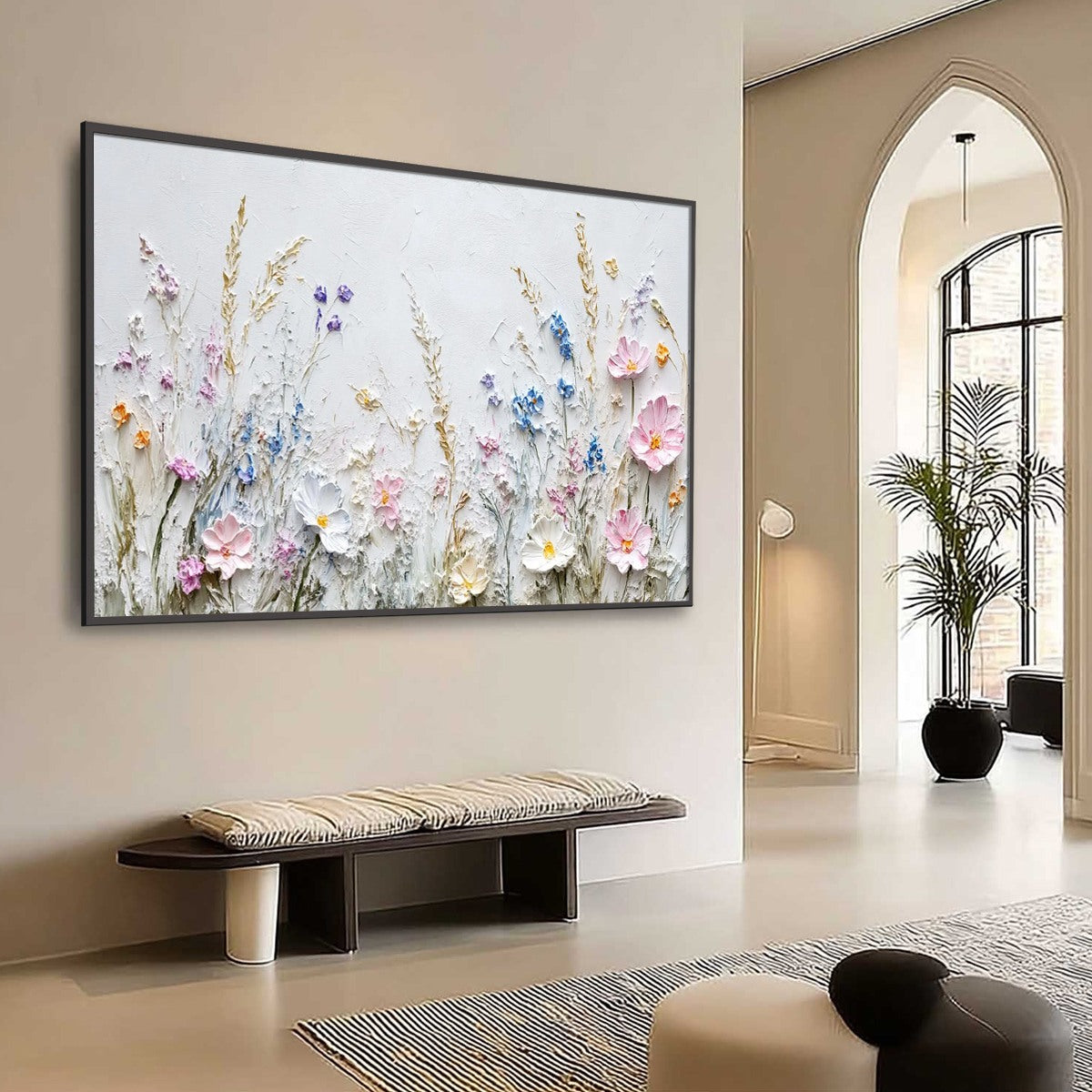 WILDFLOWER SERENADE: Textured Pastel Floral Meadow Painting - Image 7