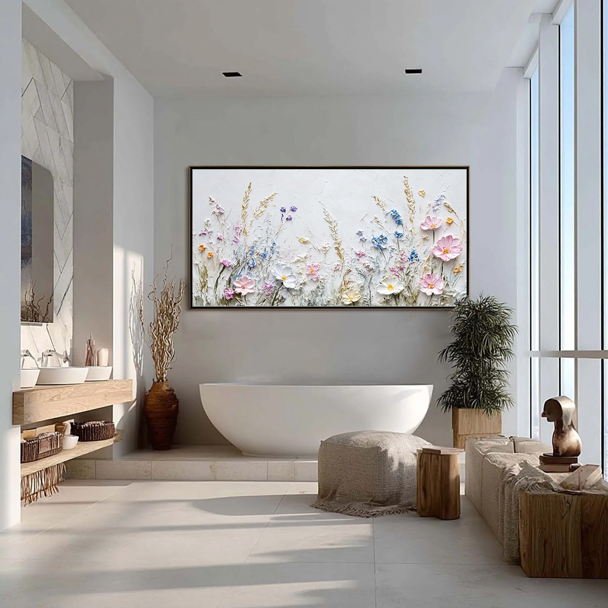WILDFLOWER SERENADE: Textured Pastel Floral Meadow Painting - Image 6