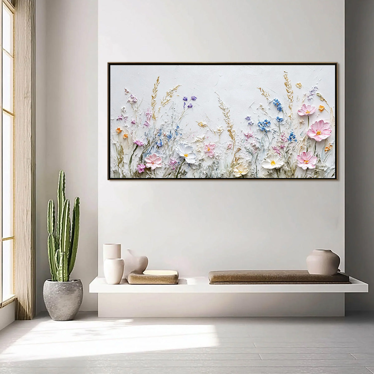 WILDFLOWER SERENADE: Textured Pastel Floral Meadow Painting - Image 2