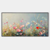 WILD MEADOW: Panoramic Floral Landscape Painting in Pink and White