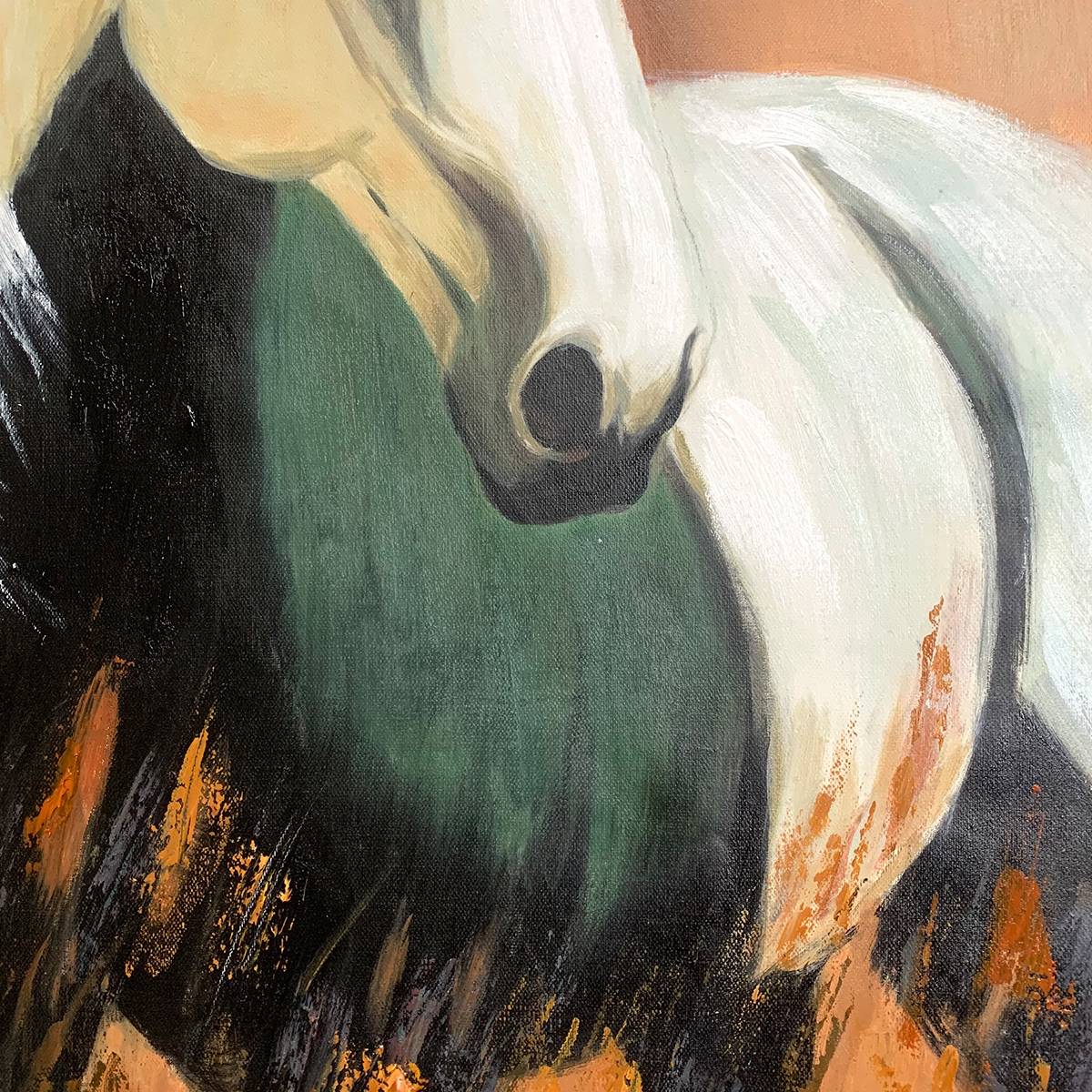 WINDWHISPER: Textured Horse Portrait Oil Painting - Image 6