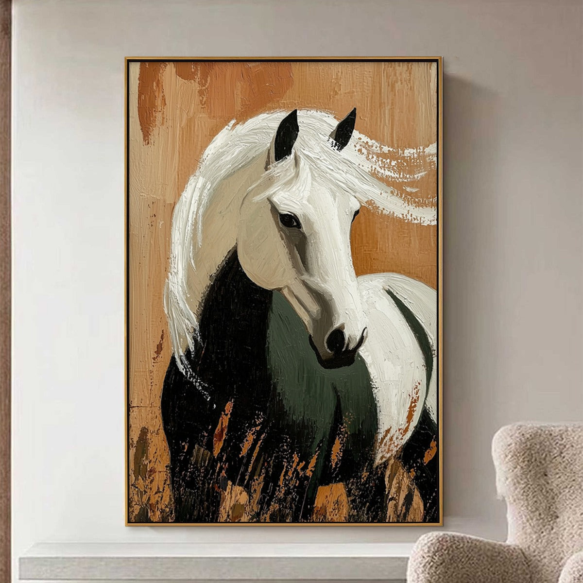 WINDWHISPER: Textured Horse Portrait Oil Painting - Image 2