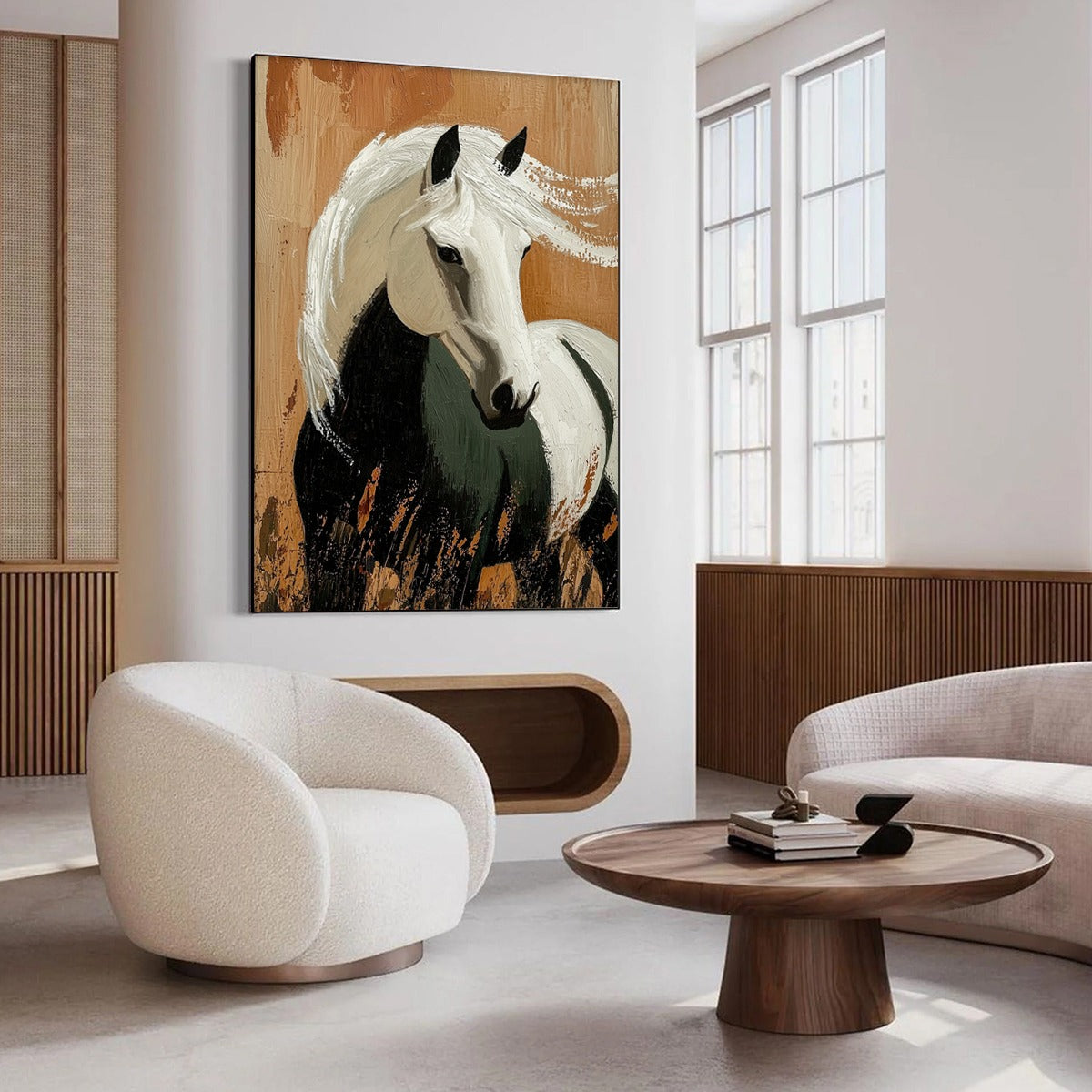 WINDWHISPER: Textured Horse Portrait Oil Painting - Image 5