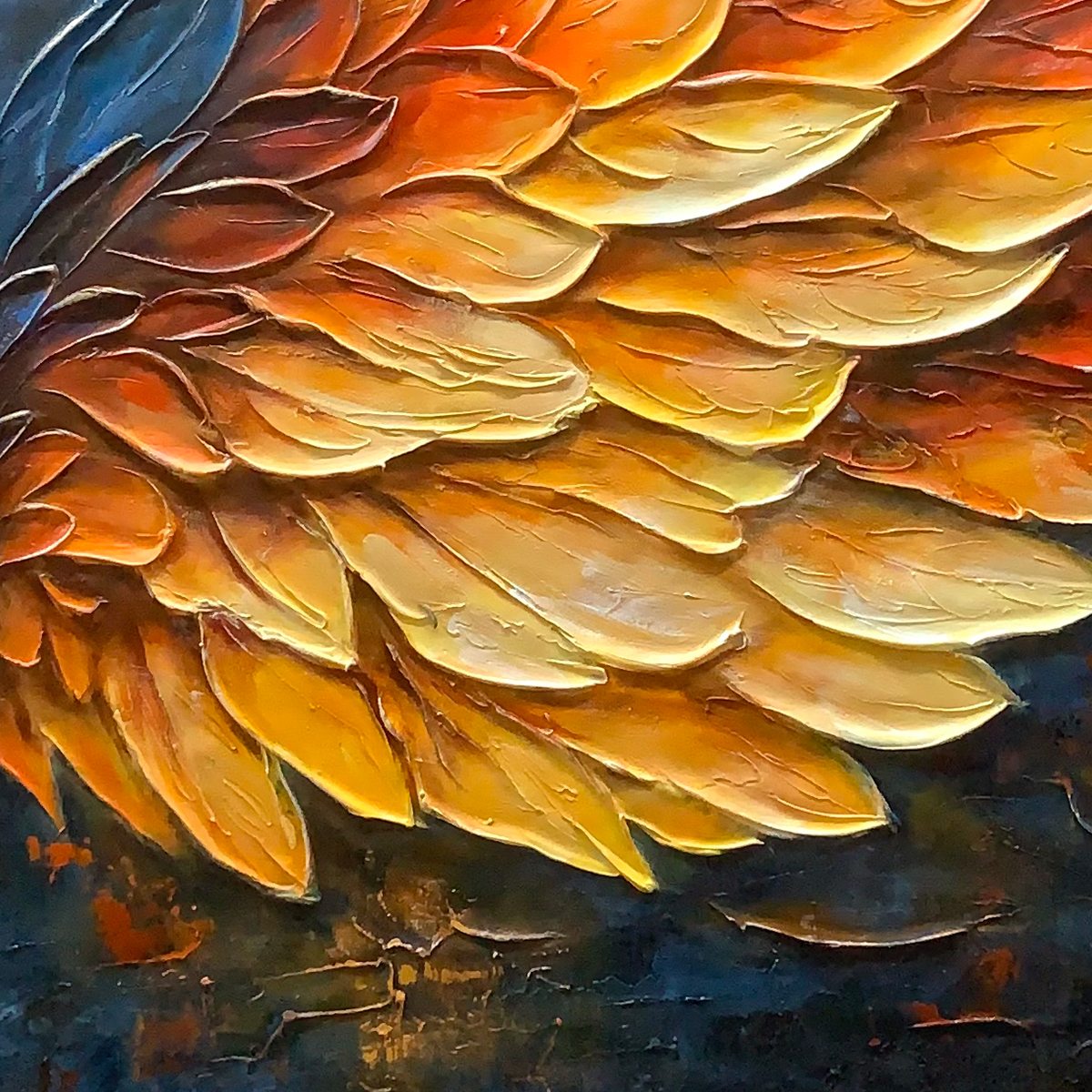 WINGS OF FIRE: Textured Abstract Oil Painting - Image 3