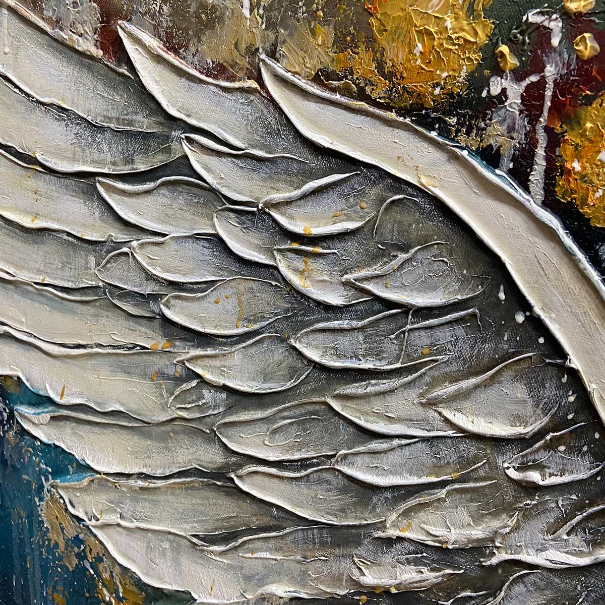 WINGS OF HOPE: Textured Abstract Angel Wings Oil Painting - Image 3