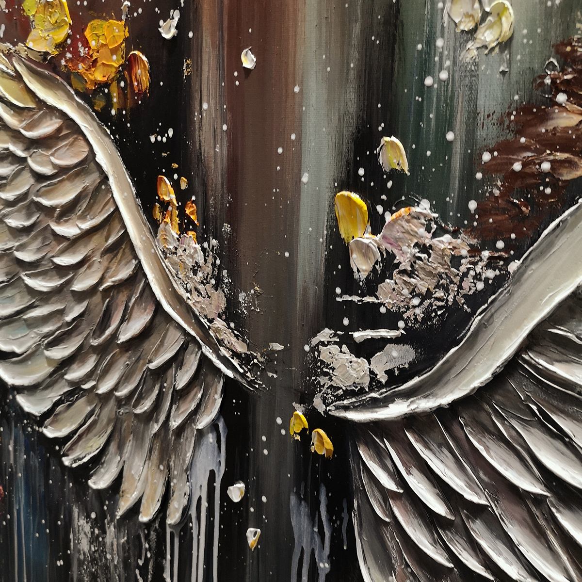 WINGS OF HOPE: Textured Abstract Angel Wings Oil Painting - Image 6