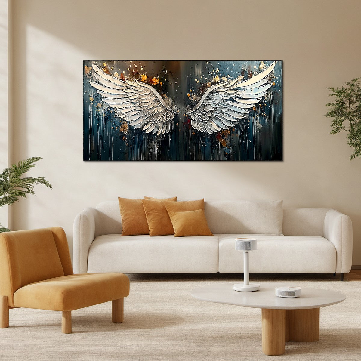WINGS OF HOPE: Textured Abstract Angel Wings Oil Painting - Image 2