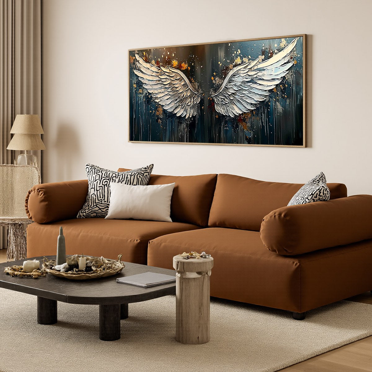 WINGS OF HOPE: Textured Abstract Angel Wings Oil Painting - Image 4