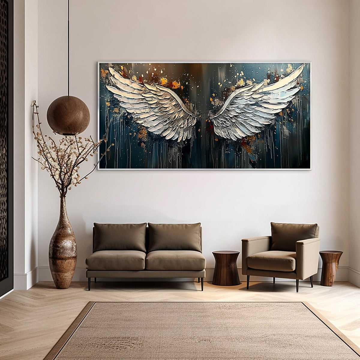 WINGS OF HOPE: Textured Abstract Angel Wings Oil Painting - Image 5