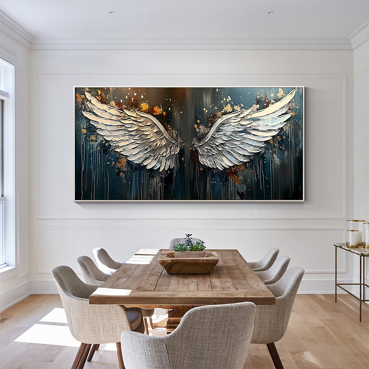 WINGS OF HOPE: Textured Abstract Angel Wings Oil Painting - Image 7