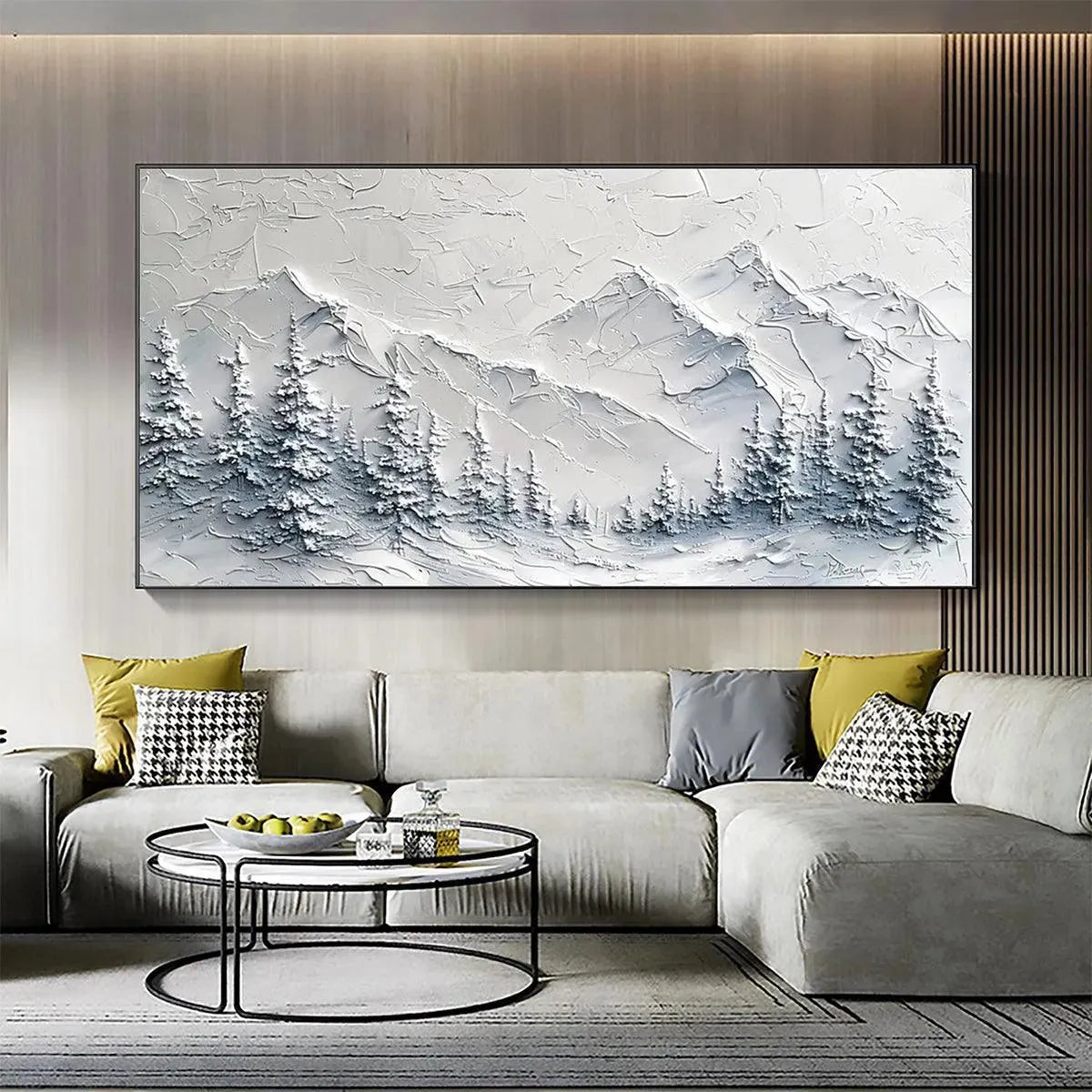WINTER'S EMBRACE: Textured Winter Mountain Landscape Painting - Image 7