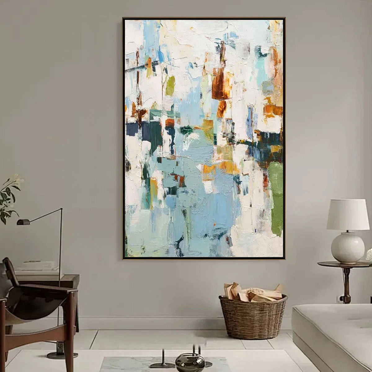 WINTER'S WHISPER: Textured Abstract Oil Painting - Image 2