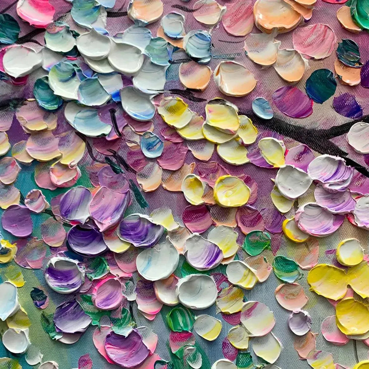 WISTERIA CASCADE: Textured Impressionist Floral Painting, Horizontal Wall Art - Image 6