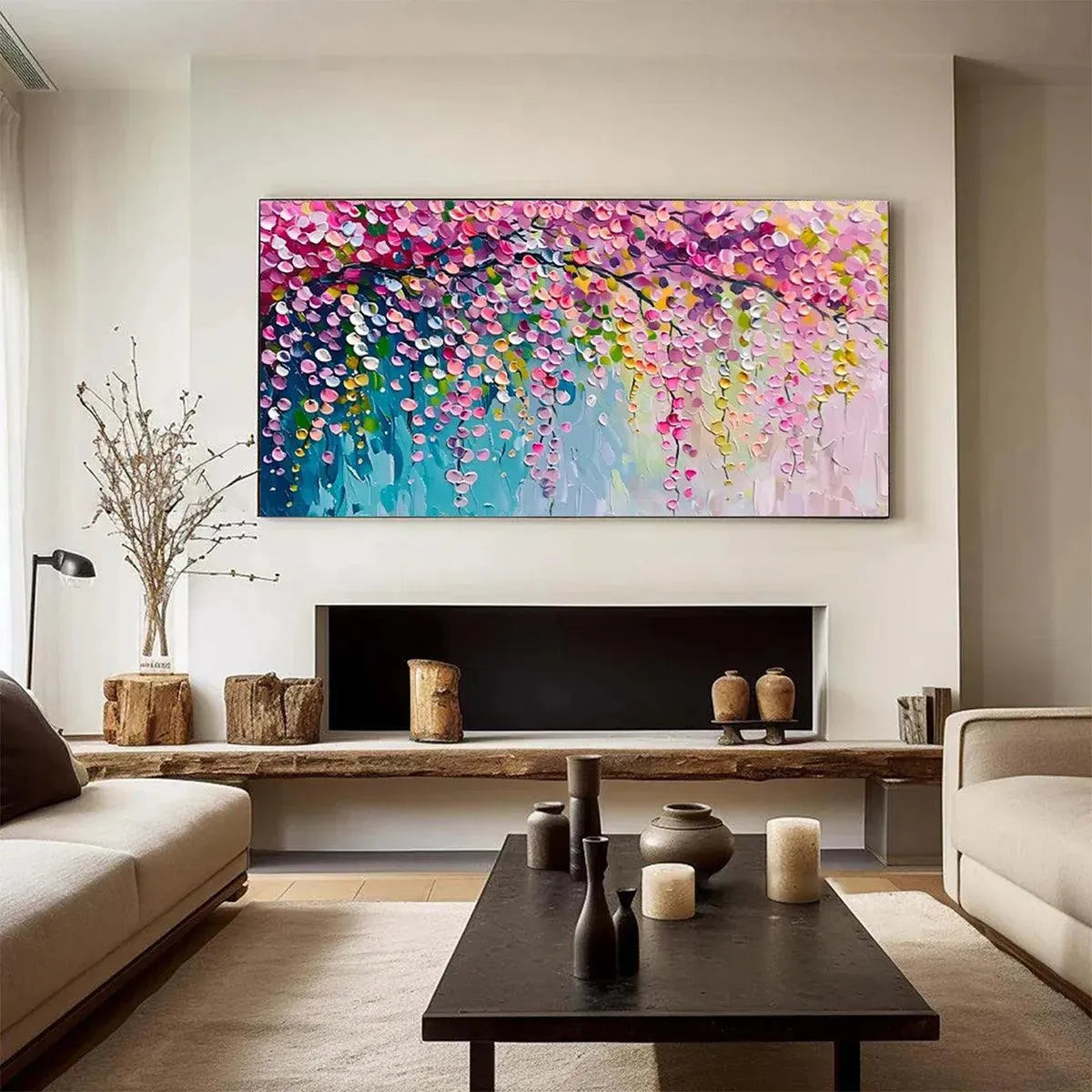 WISTERIA CASCADE: Textured Impressionist Floral Painting, Horizontal Wall Art - Image 7