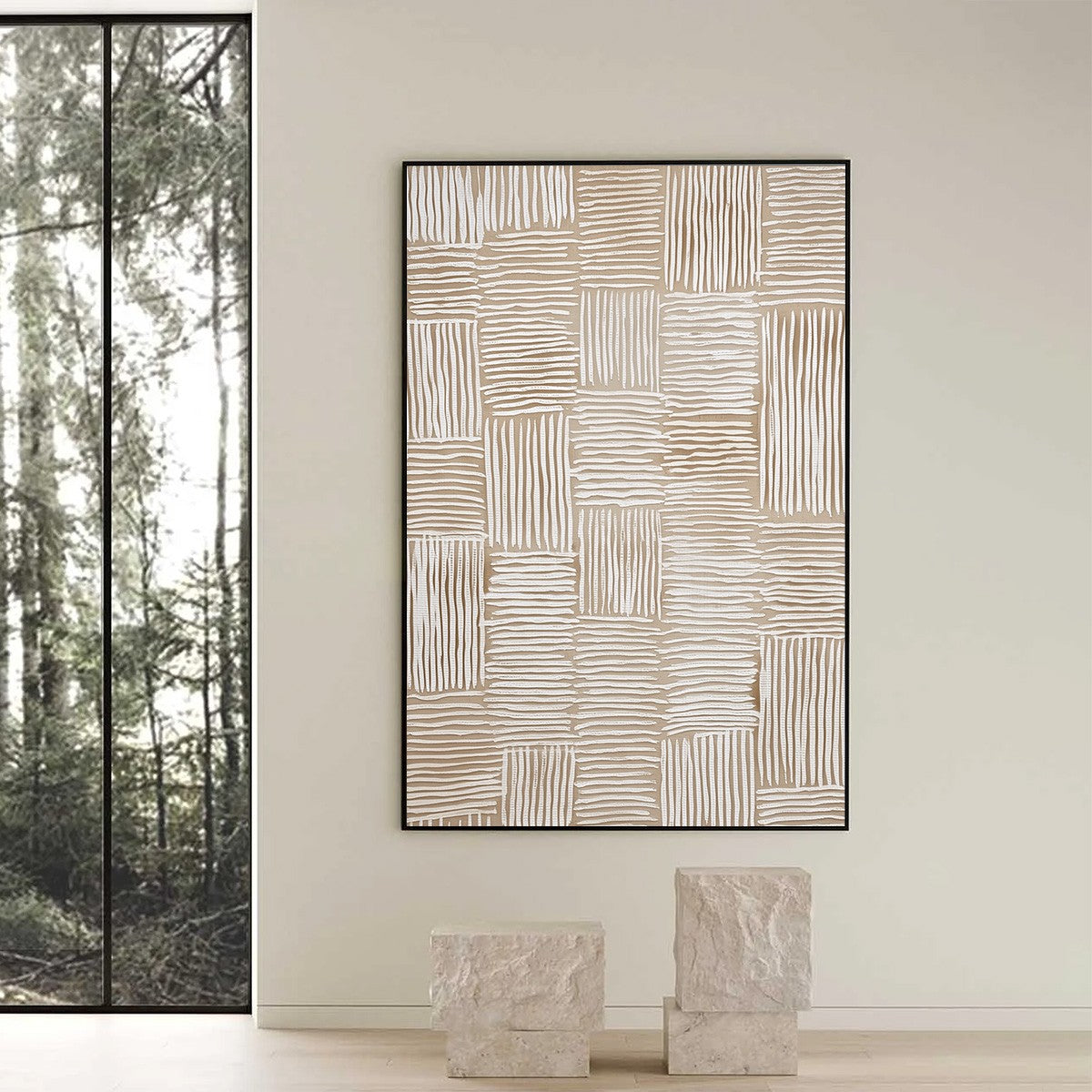 WOVEN CALM: Hand-Painted Wabi Sabi Textured Abstract Art - Image 6