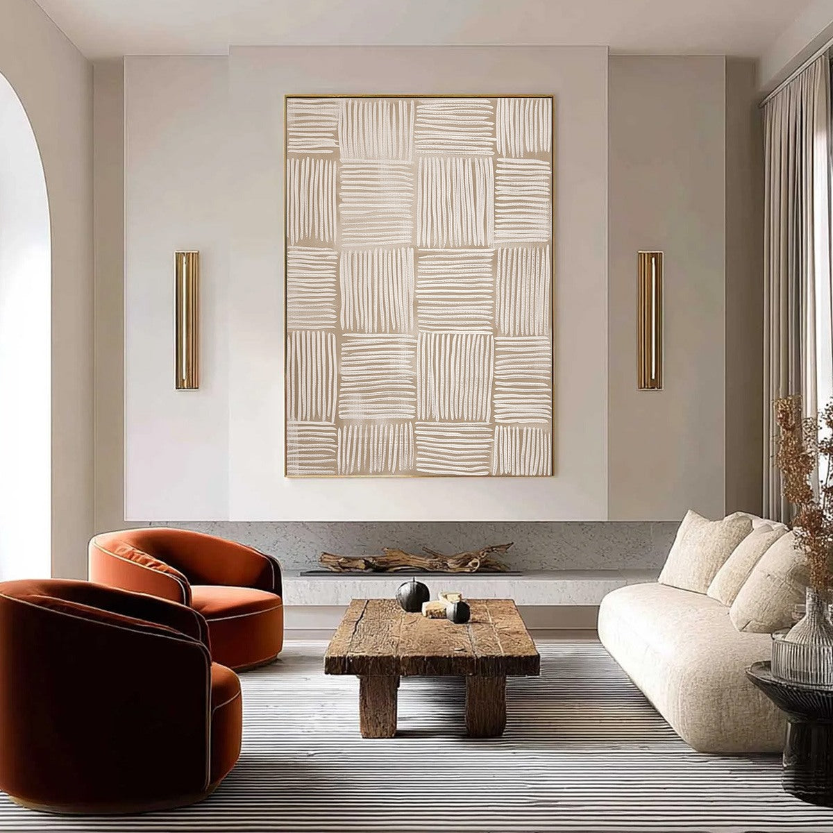WOVEN CALM: Textured Minimalist Wabi-Sabi Abstract Painting - Image 2