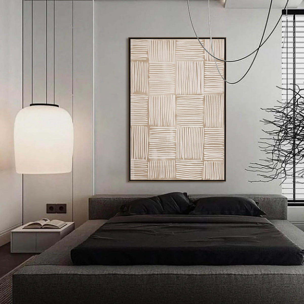 WOVEN CALM: Textured Minimalist Wabi-Sabi Abstract Painting - Image 4