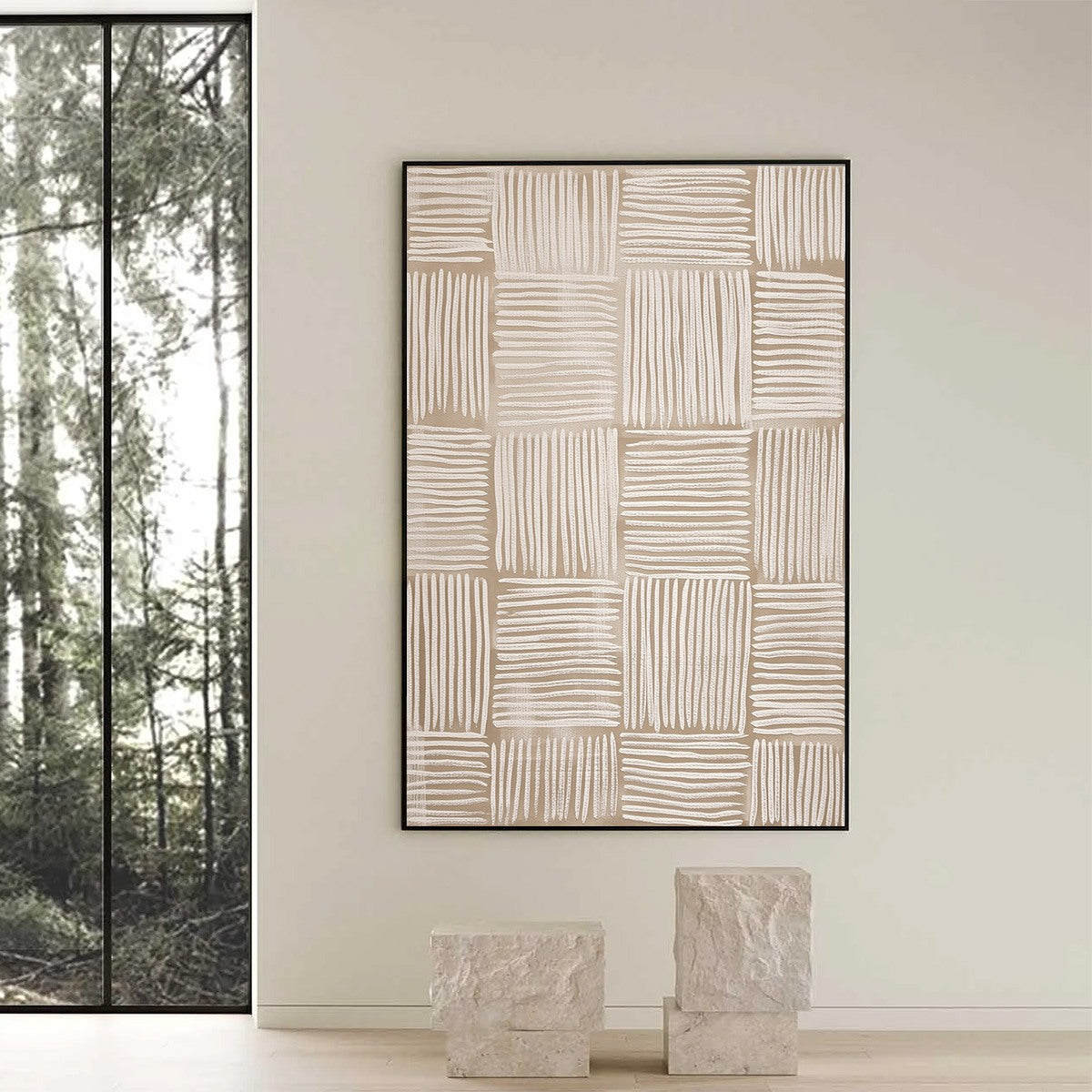 WOVEN CALM: Textured Minimalist Wabi-Sabi Abstract Painting - Image 6