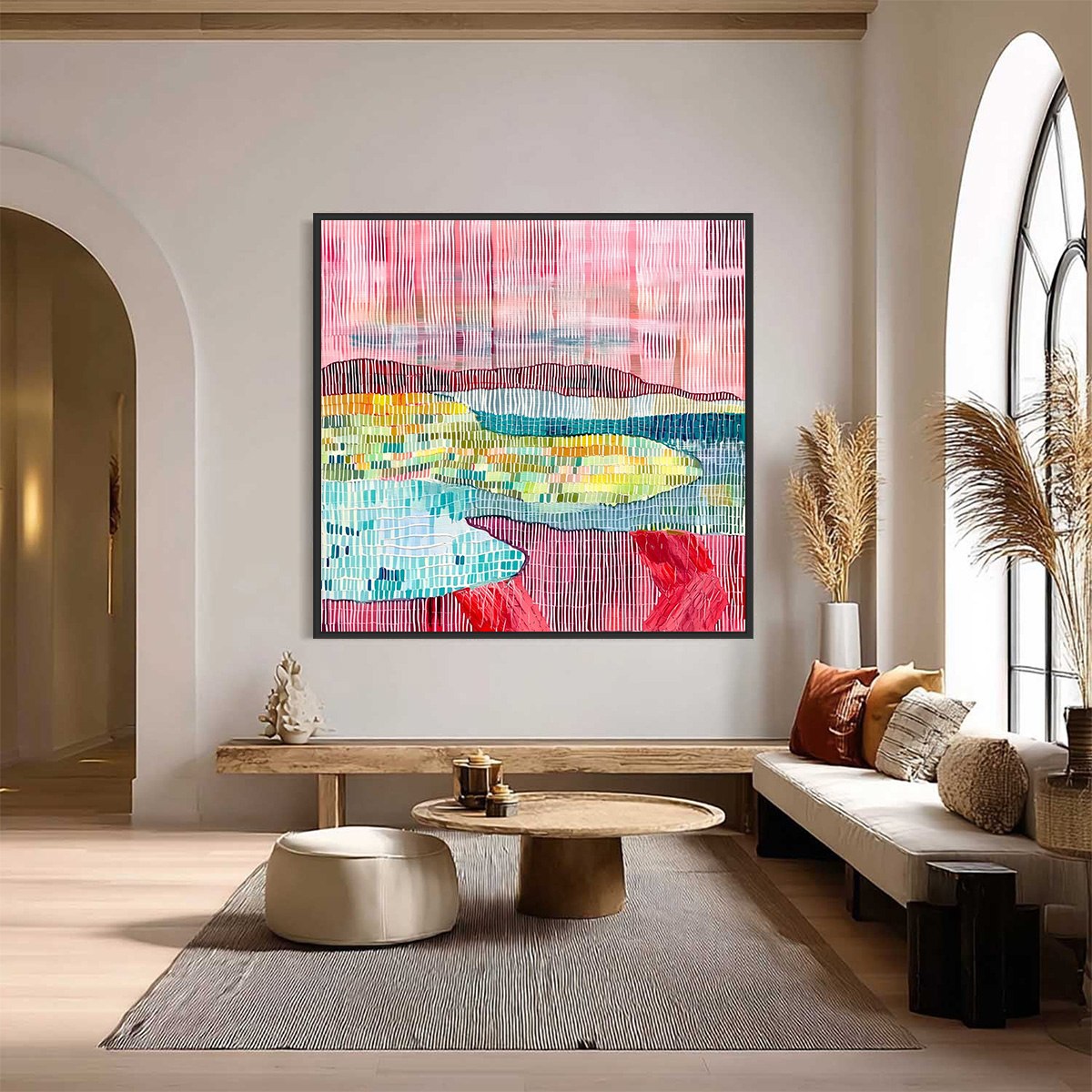 WOVEN HORIZON: Vibrant Textured Abstract Landscape Painting - Image 2