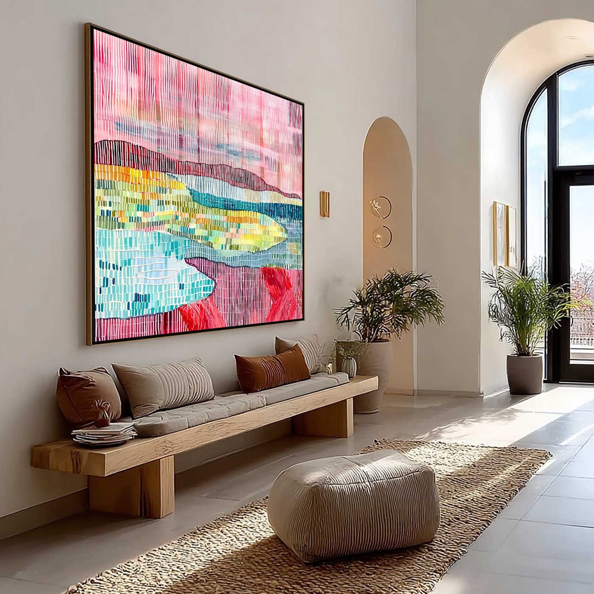 WOVEN HORIZON: Vibrant Textured Abstract Landscape Painting - Image 7