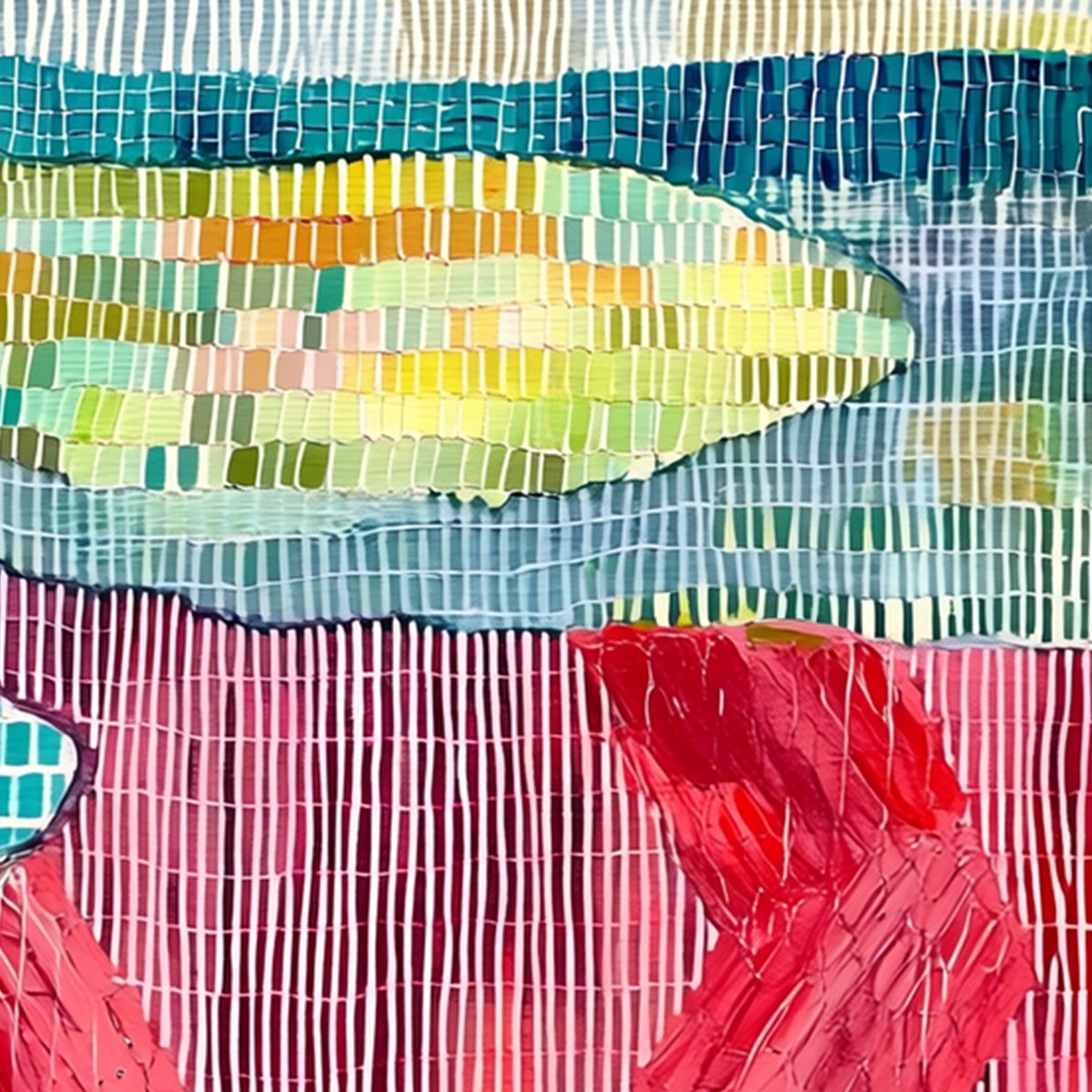 WOVEN HORIZON: Vibrant Textured Abstract Landscape Painting - Image 3